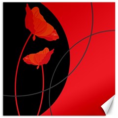 Flower Floral Red Black Sakura Line Canvas 12  X 12   by Mariart