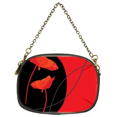 Flower Floral Red Black Sakura Line Chain Purses (one Side)  by Mariart