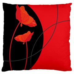 Flower Floral Red Black Sakura Line Standard Flano Cushion Case (one Side) by Mariart