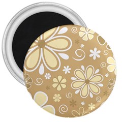 Flower Floral Star Sunflower Grey 3  Magnets