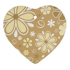 Flower Floral Star Sunflower Grey Ornament (heart)