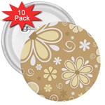 Flower Floral Star Sunflower Grey 3  Buttons (10 pack)  Front