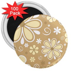 Flower Floral Star Sunflower Grey 3  Magnets (100 pack)