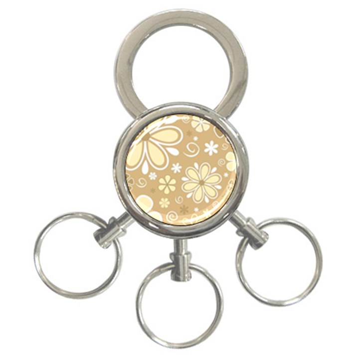 Flower Floral Star Sunflower Grey 3-Ring Key Chains