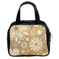 Flower Floral Star Sunflower Grey Classic Handbags (2 Sides)