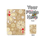 Flower Floral Star Sunflower Grey Playing Cards 54 (Mini)  Front - Heart9