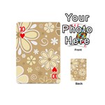 Flower Floral Star Sunflower Grey Playing Cards 54 (Mini)  Front - Heart10