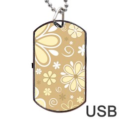 Flower Floral Star Sunflower Grey Dog Tag USB Flash (Two Sides)