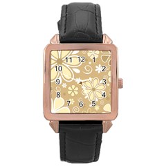 Flower Floral Star Sunflower Grey Rose Gold Leather Watch 