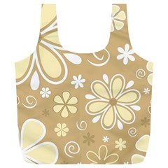 Flower Floral Star Sunflower Grey Full Print Recycle Bags (L) 