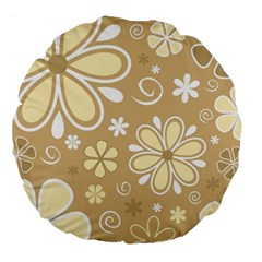 Flower Floral Star Sunflower Grey Large 18  Premium Flano Round Cushions by Mariart