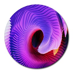 Digital Art Spirals Wave Waves Chevron Red Purple Blue Pink Round Mousepads