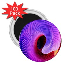 Digital Art Spirals Wave Waves Chevron Red Purple Blue Pink 2 25  Magnets (100 Pack) 