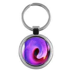 Digital Art Spirals Wave Waves Chevron Red Purple Blue Pink Key Chains (round) 