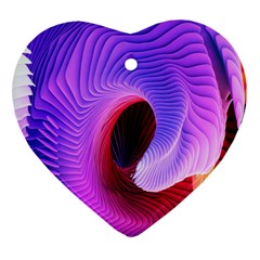 Digital Art Spirals Wave Waves Chevron Red Purple Blue Pink Heart Ornament (two Sides) by Mariart