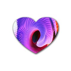 Digital Art Spirals Wave Waves Chevron Red Purple Blue Pink Rubber Coaster (heart) 