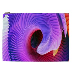 Digital Art Spirals Wave Waves Chevron Red Purple Blue Pink Cosmetic Bag (xxl) 