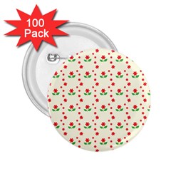 Flower Floral Sunflower Rose Star Red Green 2 25  Buttons (100 Pack)  by Mariart