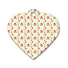 Flower Floral Sunflower Rose Star Red Green Dog Tag Heart (one Side)