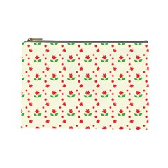 Flower Floral Sunflower Rose Star Red Green Cosmetic Bag (large) 