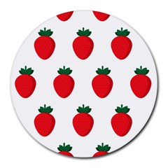 Fruit Strawberries Red Green Round Mousepads by Mariart