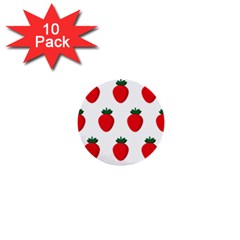 Fruit Strawberries Red Green 1  Mini Buttons (10 Pack) 