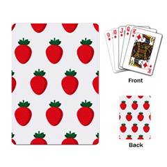 Fruit Strawberries Red Green Playing Card by Mariart