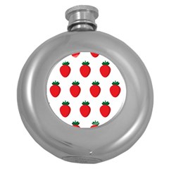 Fruit Strawberries Red Green Round Hip Flask (5 Oz)