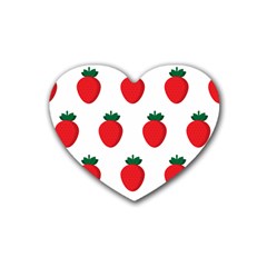 Fruit Strawberries Red Green Heart Coaster (4 Pack)  by Mariart