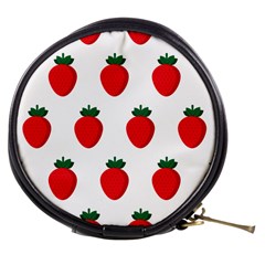 Fruit Strawberries Red Green Mini Makeup Bags