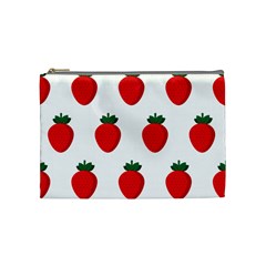 Fruit Strawberries Red Green Cosmetic Bag (medium)  by Mariart