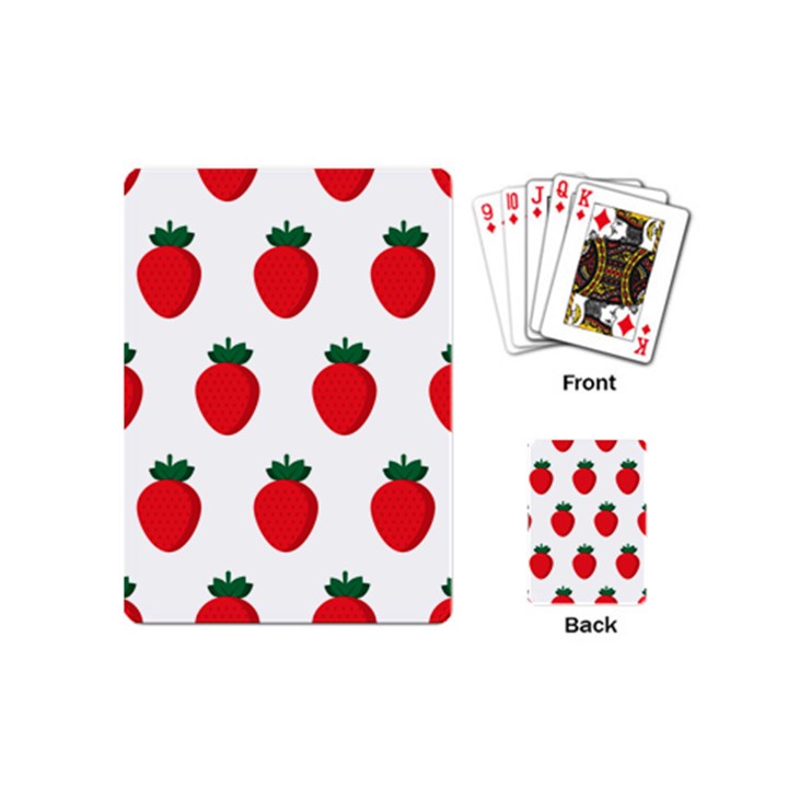 Fruit Strawberries Red Green Playing Cards (Mini) 