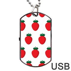 Fruit Strawberries Red Green Dog Tag Usb Flash (two Sides) by Mariart