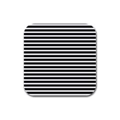 Horizontal Stripes Black Rubber Square Coaster (4 Pack)  by Mariart