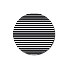 Horizontal Stripes Black Rubber Round Coaster (4 Pack) 