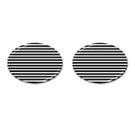 Horizontal Stripes Black Cufflinks (Oval) Front(Pair)