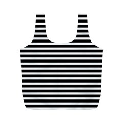 Horizontal Stripes Black Full Print Recycle Bags (m)  by Mariart