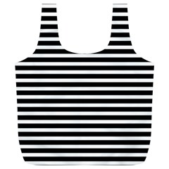 Horizontal Stripes Black Full Print Recycle Bags (l) 