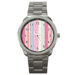 Heart Love Valentine Polka Dot Pink Blue Grey Purple Red Sport Metal Watch by Mariart