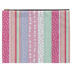 Heart Love Valentine Polka Dot Pink Blue Grey Purple Red Cosmetic Bag (xxxl)  by Mariart