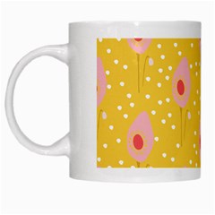 Flower Floral Tulip Leaf Pink Yellow Polka Sot Spot White Mugs by Mariart