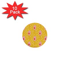 Flower Floral Tulip Leaf Pink Yellow Polka Sot Spot 1  Mini Buttons (10 Pack)  by Mariart