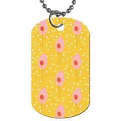 Flower Floral Tulip Leaf Pink Yellow Polka Sot Spot Dog Tag (two Sides) by Mariart