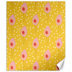 Flower Floral Tulip Leaf Pink Yellow Polka Sot Spot Canvas 20  X 24   by Mariart
