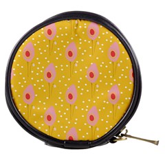 Flower Floral Tulip Leaf Pink Yellow Polka Sot Spot Mini Makeup Bags by Mariart