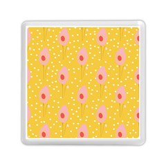 Flower Floral Tulip Leaf Pink Yellow Polka Sot Spot Memory Card Reader (square) 