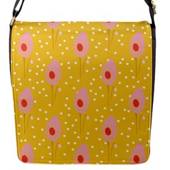 Flower Floral Tulip Leaf Pink Yellow Polka Sot Spot Flap Messenger Bag (s) by Mariart