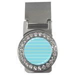 Horizontal Stripes Blue Money Clips (CZ)  Front