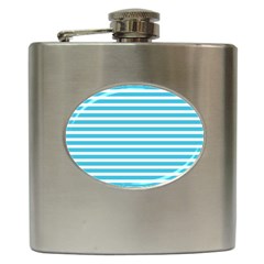 Horizontal Stripes Blue Hip Flask (6 Oz) by Mariart