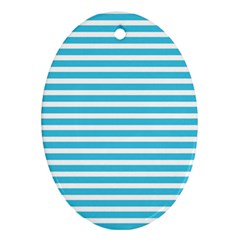 Horizontal Stripes Blue Oval Ornament (two Sides) by Mariart